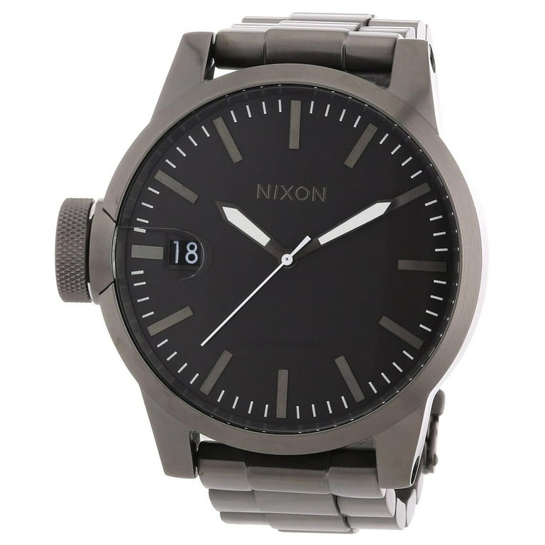 Nixon Men's A198632 Chronicle SS Dark Grey Dial Gunmetal IP Steel Bracelet  Lefty Watch