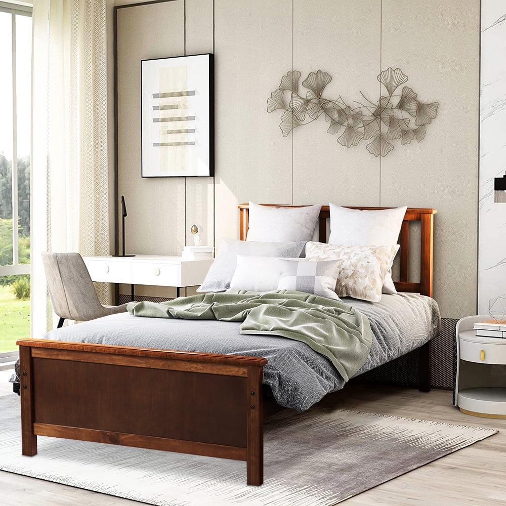 Atlantis Style Sturdy Wood Bed Frame with Slats For Bedroom Kids Room Furniture 