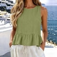 thumbnail image 2 of Aboser Peplum Tank Tops for Women Trendy Ruffle Hem Babydoll Shirt Summer Casual Sleeveless T Shirts Soft Cotton Linen Tanks Beach Vacation Clothes, 2 of 9