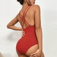 thumbnail image 3 of Traje de baño de una pieza para mujer, conjuntos de bikini para mujer, moda femenina cómoda - Conjunto de manga corta con cuello y estampado plegable para mujer, 3 of 4