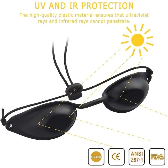 Gafas de protección UV, 3 piezas de gafas de bronceado adecuadas para tratamiento de luz LED UV IPL con láser de belleza, gafas protectoras negras adecuadas para clínica de belleza ZefeiWu 8390615458955