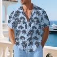 thumbnail image 5 of Fnnxeal Mens Hawaiian Shirt | Light Blue Tropical Button Down Shirt for Men - Slim Fit Short Sleeve, Breathable Rayon, Palm Print Beach Vacation Resort Wear,Size XL, 5 of 9