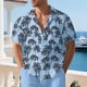 thumbnail image 5 of Ceisia Palm Tree Print Linen-Like Shirt Men's Relaxed Fit Short Sleeve Casual Button-Down Beach Top Light Blue L Gifts, 5 of 9