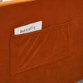 thumbnail image 6 of Twin Size Daybed Velvet Upholstered Tufted Sofa Bed with Pop Up Trundle, Armrests, Pocket, USB, Modern Day Bed Frame with Wooden Salts, Box Spring Required, for Living Room, Bedroom, Orange, 6 of 9