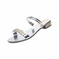 thumbnail image 3 of Avtoify Summer Middle Heels Shoes Women Fashionable Casual Outerwear Versatile Plus Size Solid Color Rhinestones Round Toe Open Toe Low Heels, 3 of 9