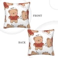 thumbnail image 3 of Square Throw Pillow Covers with Core, Cartoon Teddy Bear Print Pillows for Sofa Beds, 16 x 16 inches White, 3 of 9