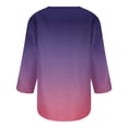 thumbnail image 5 of SELONE 3/4 Sleeve Shirts for Women Dressy Three-Quarter Sleeve Tops Blouses Regular Fit T Shirts Pullover Tees Tops Gradient T-Shirts Crew Neck Tops Casual Blouses Button Down T Shirts Purple XXL, 5 of 5