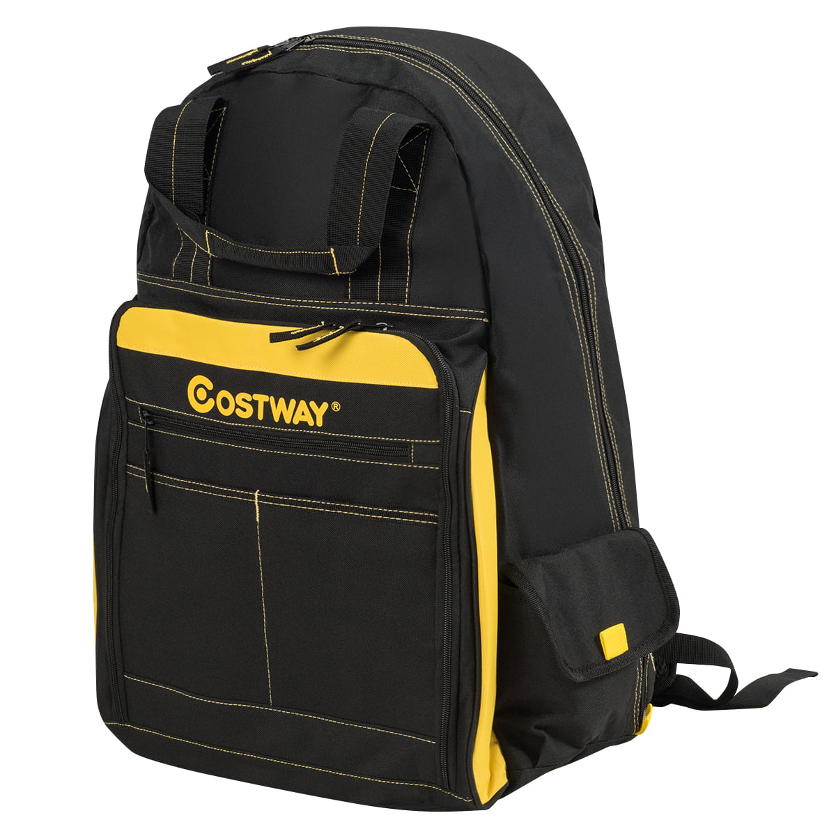 Costway 48-Pocket Heavy-Duty Tool Backpack Padded Back Support Jobsite ...