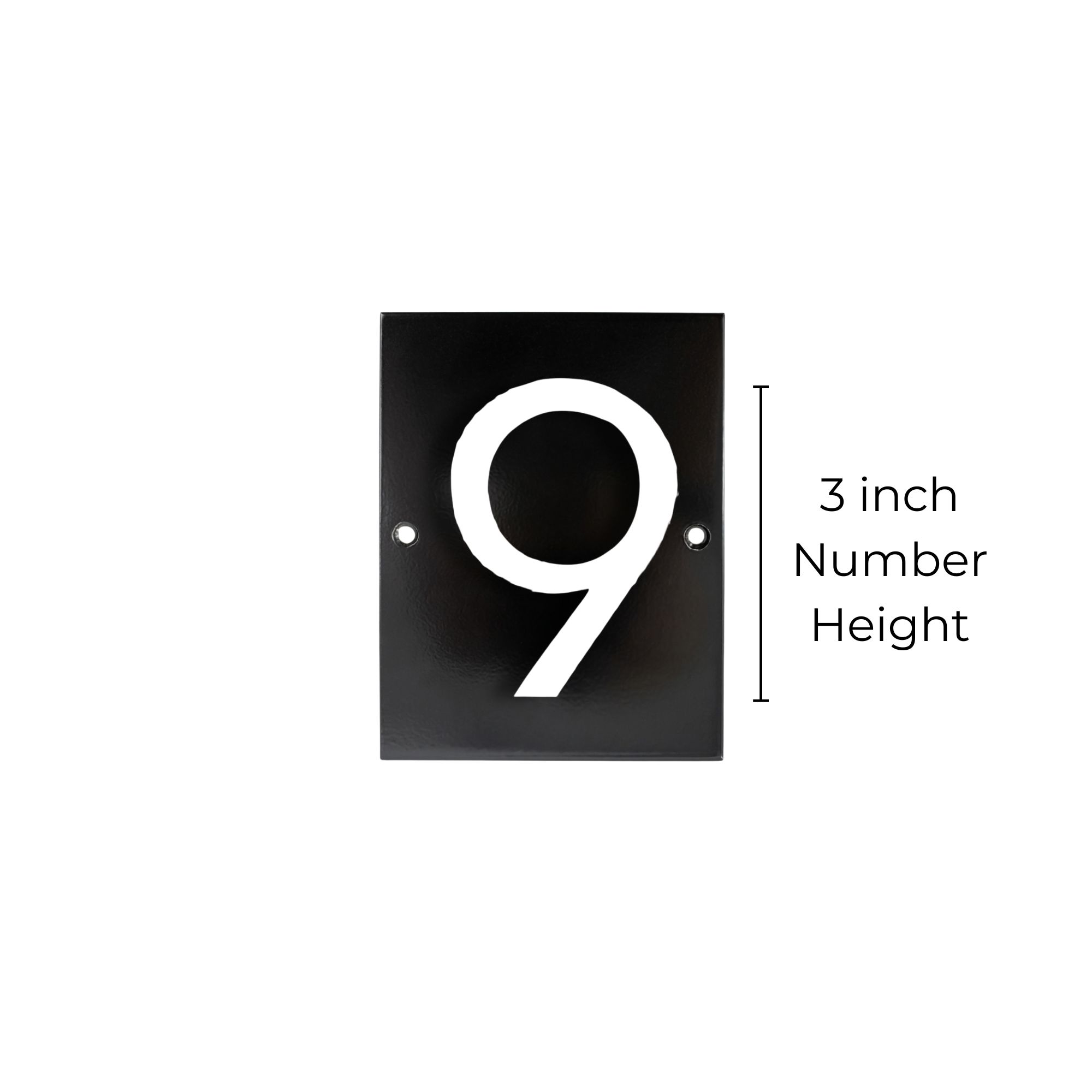 Floating Modern 3" Number Horizontal Address Plaque (1 character) - Black/White