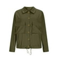 thumbnail image 7 of Wyobmus Women's Lightweight Button Down Jackets Casual Loose Hunting Jacket Elastic Waisted Work Jacket Oversized Utility Outwear Coat with Pockets B-Olive Green, 7 of 7