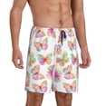 thumbnail image 2 of Susaid colored butterflies Print Mens Shorts, Breathable Lounge Sleepwear Set with Elastic Waistband and Pockets-Large, 2 of 6