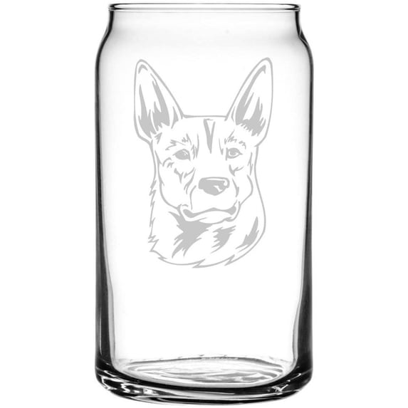 Australian Stumpy Tail Cattle Dog Themed Etched All Purpose 16oz Libbey Can Glass