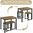 thumbnail image 4 of QRKD Industrial Dining Kitchen Table Set for 2 Breakfast Nook Table w/ 2 Stools for Dining Room Kitchen Small Space, Rustic Brown, 4 of 9