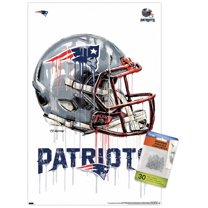 NFL New England Patriots - Drip Helmet 20 Wall Poster with Push Pins, 14.72" x 22.37"
