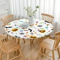 thumbnail image 3 of 44in Round Halloween Pumpkin Ghost Tablecloth with Elastic Edge, Fitted Table Cover for 36-44" Tables, Polyester Reusable Table Cloths Wipe Clean for Picnic, Dining, Outdoor Use and Party Decor, 3 of 7