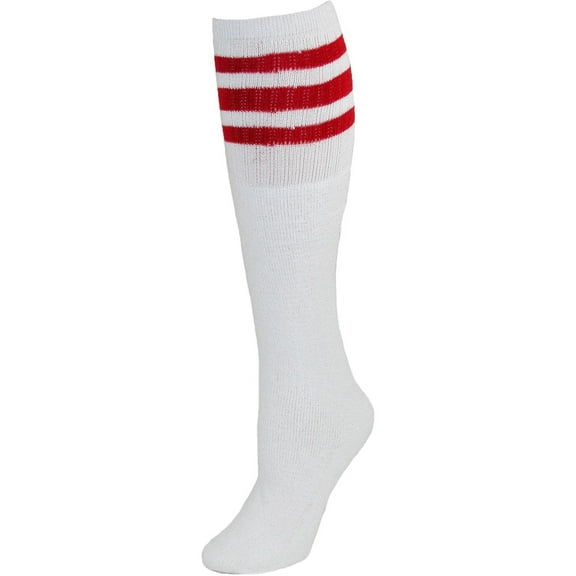 CTM Striped Top Ribbed Tube Socks (4 Pair Pack)