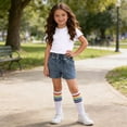 thumbnail image 4 of LJEFF Girls Paperbag Waist Denim Shorts, Buttons High Waist Cuffed Hem Pocketed Shorts for Kids White Size 11 T, 4 of 9