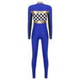thumbnail image 4 of TiaoBug Womens Race Car Driver Long Sleeve Jumpsuit Catsuit Full Bodysuit Halloween Racer Jumper Costume Royal Blue S, 4 of 5