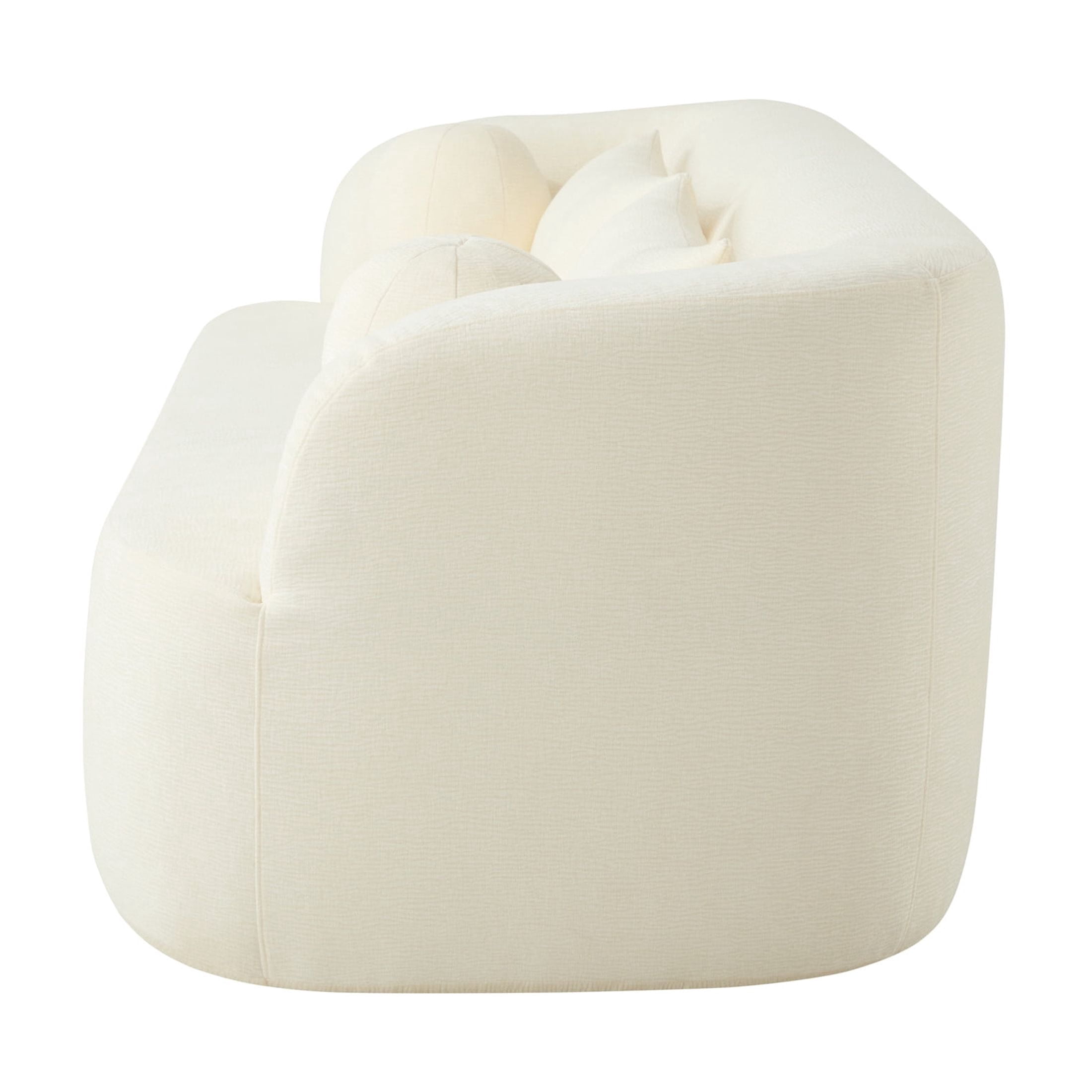 Noble House 86" Modern Chenille Boneless Sofa, 3-Seater Curved Cloud Couch with Pocket Springs for Living Room, Beige