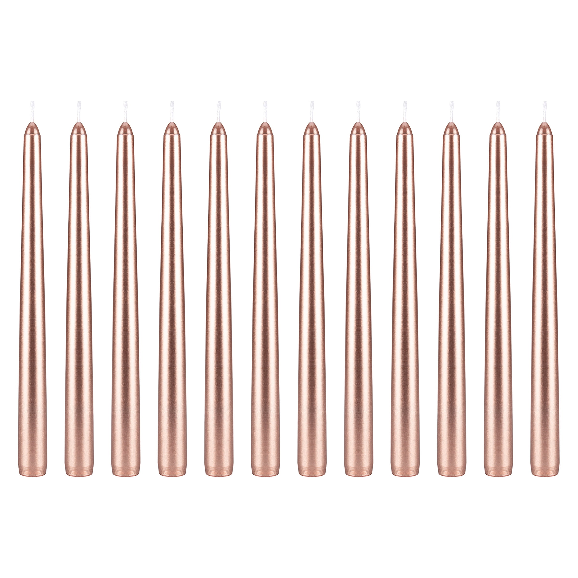Mega Candles 12 pcs Unscented Rose Gold Taper Candle, Hand Poured Wax Candles 10 Inch x 7/8 Inch