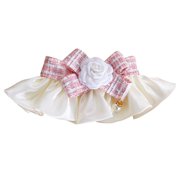 Adjustable Pet Scarf Accessories Neck Strap Dog saliva towel Pearl Collar Lace Bowknot Puppy String Bib Dog Neckerchief PINK L