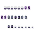thumbnail image 4 of 24Pcs Halloween Purple Ghost Spider Web Press On Nails, Short French Tip Fake Nails with Glossy Finish, Reusable False Nail Tips for Women, DIY Festive Party Manicure Set, 4 of 6