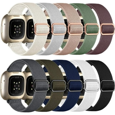 Comvin Compatible With Fitbit Versa 4/Versa 3/Sense/Sense 2 Bands for Women Men, Stretchy Elastic Wristbands, 10 Pack