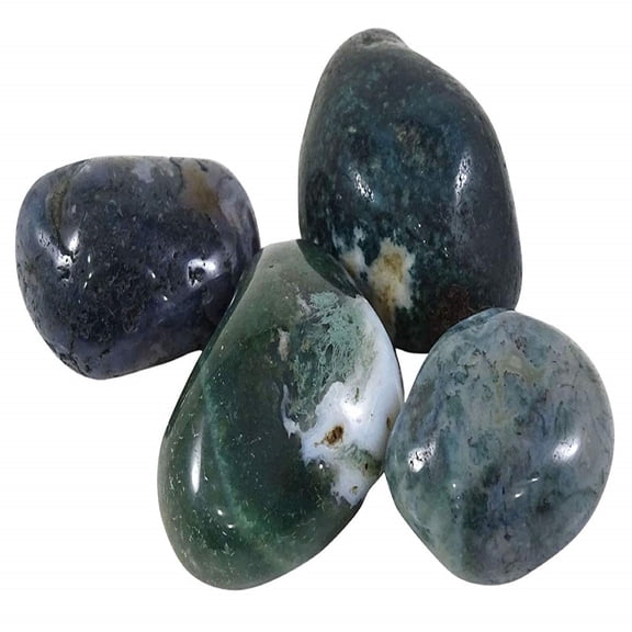 Harmonize Natural Moss Agate Pack Of 4 Pieces Tumbled Reiki Healing Stones