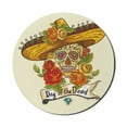 thumbnail image 1 of Sugar Skull Mouse Pad for Computers, Skull in a Sombrero Traditional Mexican Culture Theme Roses Day of the Dead, Round Non-Slip Thick Rubber Modern Mousepad, 8" Round, Multicolor, by Ambesonne, 1 of 2