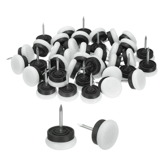 Uxcell 60 Pcs Nail-on Furniture Sliders, 3/4"(19mm)Plastic Round Anti-slip Pads, White