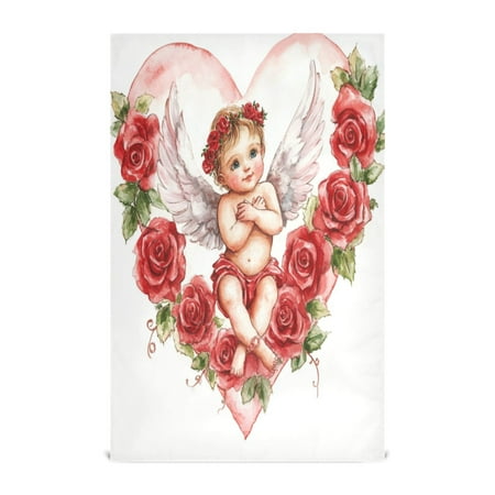 

WOBOGO Cute Little Angel Cupid Pattern Kitchen Towel 1 Piece Large Cotton Dishcloth Premium Absorbency Set with Hanging Loop