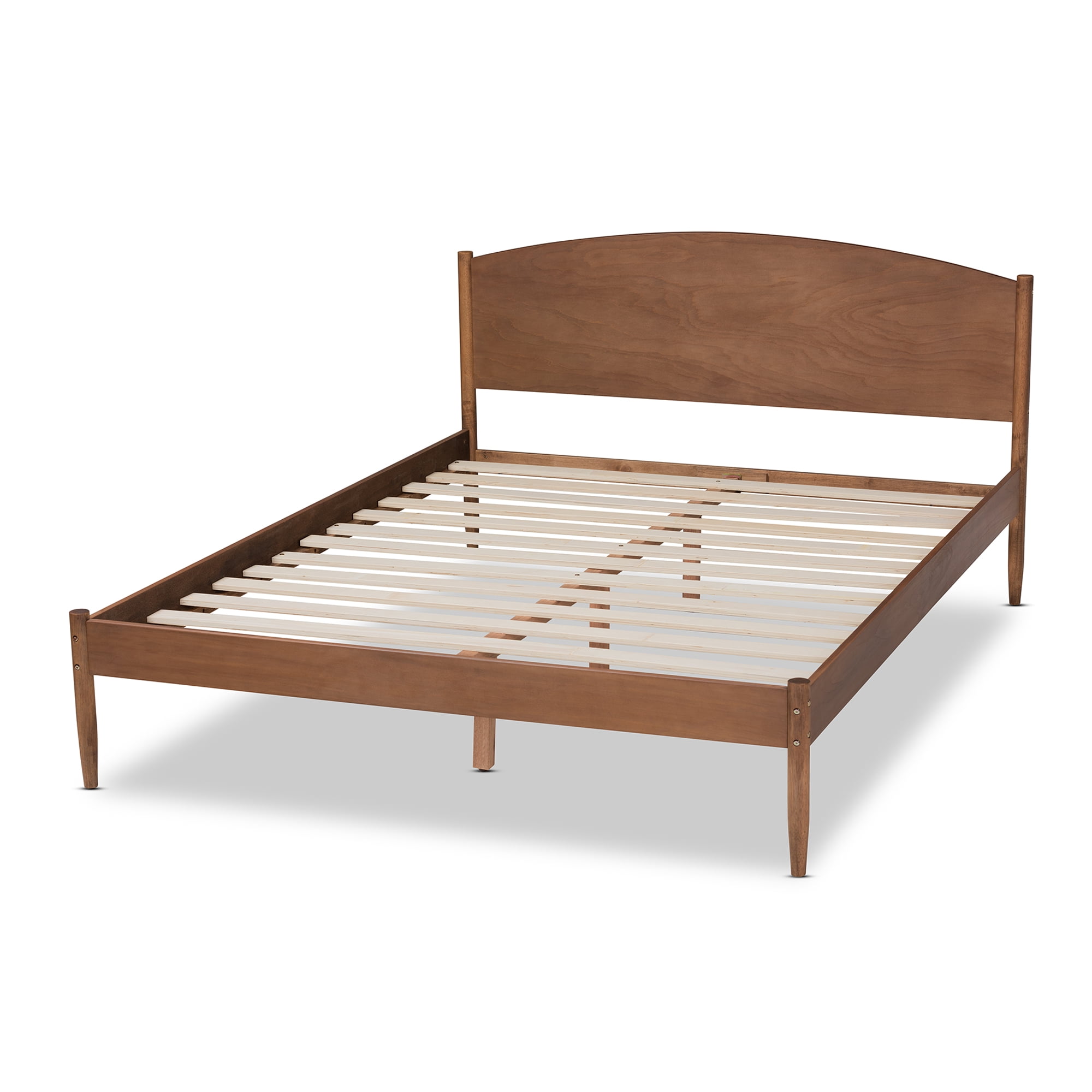 Baxton Studio Leanora MidCentury Modern Ash Wanut Finished Full Size Wood Platform Bed