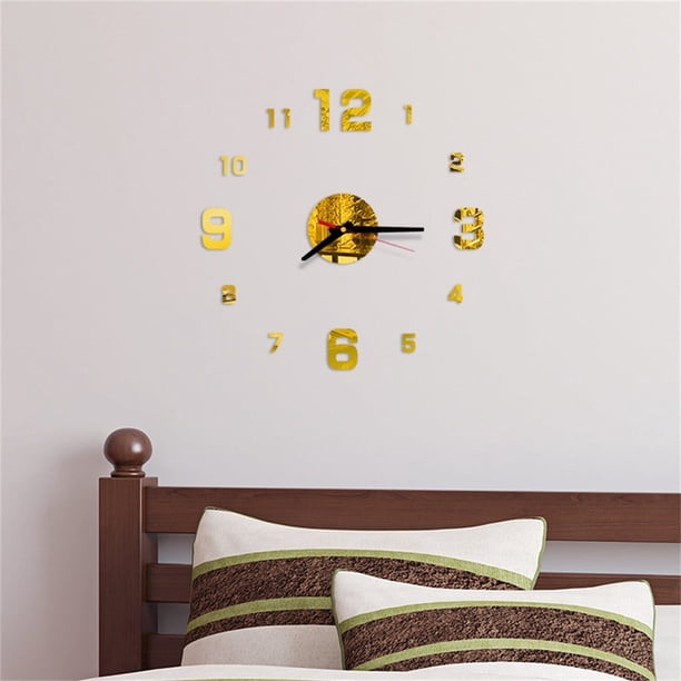 Xihbxyly Reloj de Pared Diy con Números Romanos, Diseño de Espejo Acrílico, Mecanismo de Barrido Silencioso, Decoración Moderna para El Hogar, Elegante Complemento para La Sala de Estar, Tamaño Perso