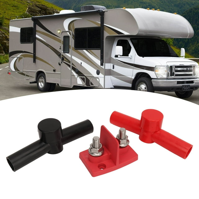 Power Post Cable Connector, Dual Powerpost Cable Connectors M10 Dual Studs Cable Connector With 2 Insulators For Car RV Ship Truck DC12 To 48V