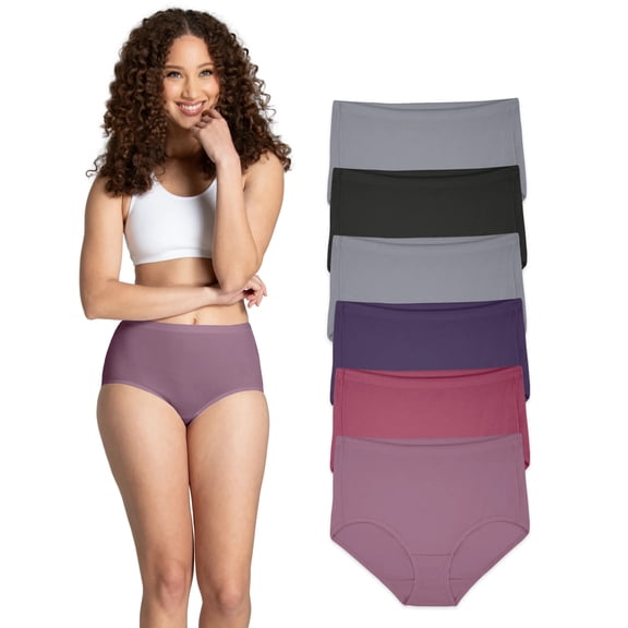 Fruit of the Loom Women's Breathable Cotton Stretch Brief Panties, Moisture‑Wicking, Full Coverage, Multipacks, Sizes S–3XL