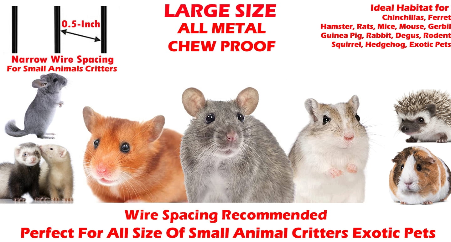 54" LARGE 3-Tiers Small Animal Critter House Habitat Cage With Narrow 1/2-inch Wire Spacing for Guinea Pig Ferret Chinchilla Sugar Glider Rats Mice Hamster Hedgehog Gerbil