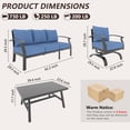 thumbnail image 2 of Gotland 6-Seater Patio Furniture Set with 43in Gas Fire Pit Table - Modern Outdoor Metal Sectional Sofa with 55,000 BTU Propane Fire Pit, Navy Cushions, 2 of 8