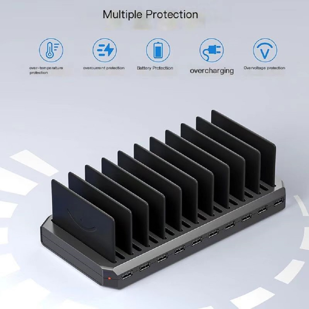 Tancola 60W 10port Charging Station Device Organizer Charging Dock Compatiable  for iPhone, Android, iPad,Tablets & More