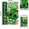 thumbnail image 2 of Welcome St Patricks Day Shamrock Clover Decorative House Flag, Green Hat Polka Dot Stripe Gold Garden Yard Outside Decorations, Irish Spring Holiday Outdoor Large Home Decor Double Sided 28x40, 2 of 6