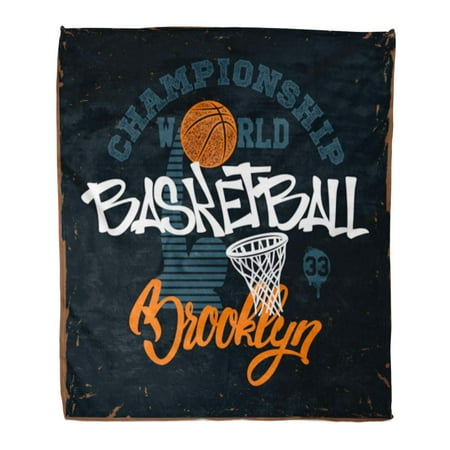 ASHLEIGH Flannel Throw Blanket Vintage Boy Basketball for Apprel Tee Brooklyn College NYC Soft for Bed Sofa and Couch 58x80