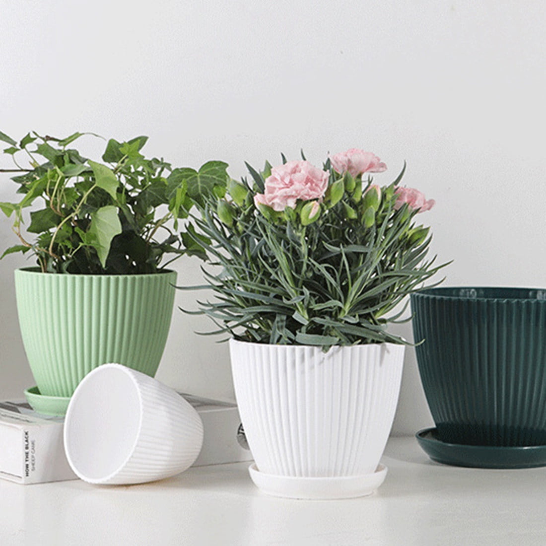 Plastic Planter Pots for Plants,5 Pack 6Inch Flower Pots for Indoor D