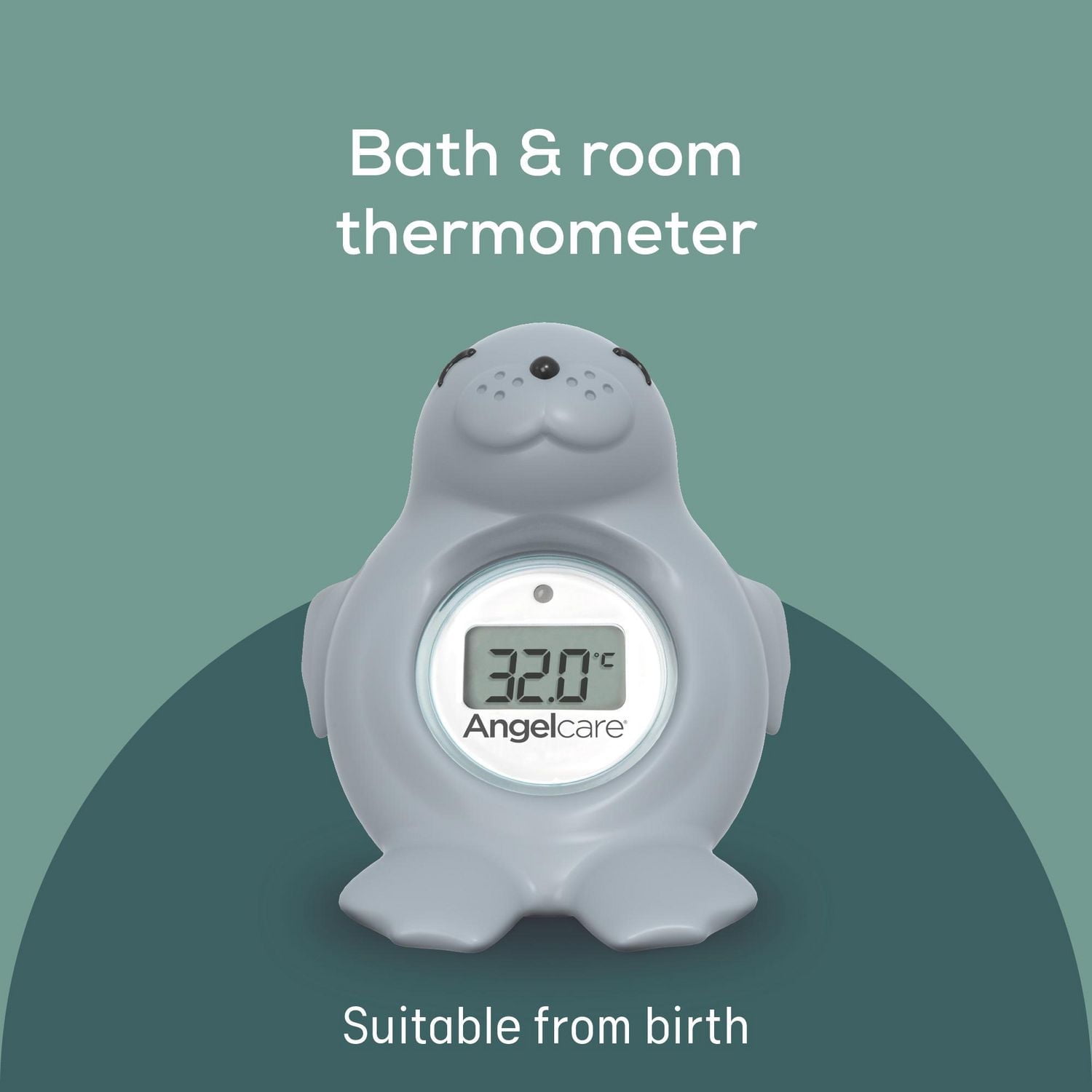 Angelcare® Baby Bath & Room Thermometer with Flashing Red Hot Alert, Cold Display, Auto-off, Shake Activation, Battery Included