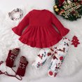 thumbnail image 4 of Rrunsv 3pcs Toddler Baby Girl Clothes Long Pants Set Long Sleeve Ruffled A-line Dress Tops + Flower Trousers + Hairband 1T 2T 3T Kids Casual Outfits Z6-Red,3-6 Months, 4 of 7
