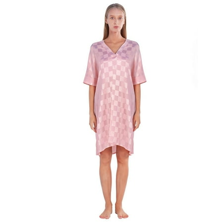 

Silk Satin Pajamas Womens Sleepwear Short Sleeve Loungewear - Breathable V-neck Soft Bathrobe S-XXL