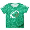 thumbnail image 4 of Fshinging Toddler Girls T Shirts Sequin Football Graphic Summer Tees Tops Glitter Print Short Sleeve Crew Neck Kids Clothes Size 6-7 Years, 4 of 4