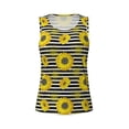 thumbnail image 4 of Fotbe Sunflowers On Black And White Stripes Womens Loose Fit Casual Flowy Slim-Fit Tank Tops Athletic Round Neck Trendy Sleeveless Summer Tops for Gym and Yoga-Large, 4 of 9