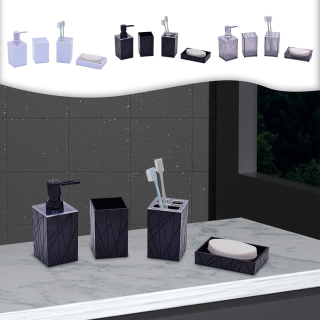 Xihbxyly Juego de Accesorios de Baño, Dispensador de Jabón, Vaso para Cepillo de Dientes, Jabonera, Diseño Moderno y Elegante, Multiusos, Decoración para El Hogar y El Hotel, Plástico Ecológico, Jueg