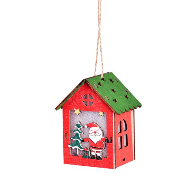 Casa de multicolor Colgante de árbol de Navidad Regalos ños Decoraciones navideñas para el Festival de año en interiores SM SunniMix Casa luminosa
