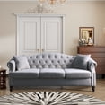 thumbnail image 3 of Mid-Century 79"L Couch, 3-Seat Couches and Sofas, Upholstered Sofa with Thicked Cushions, Modern Sofa with Wood Legs, Heavy Duty Couch Furniture for Home Living Room, 79"L x 30"W x 32"H, Gray, 3 of 10