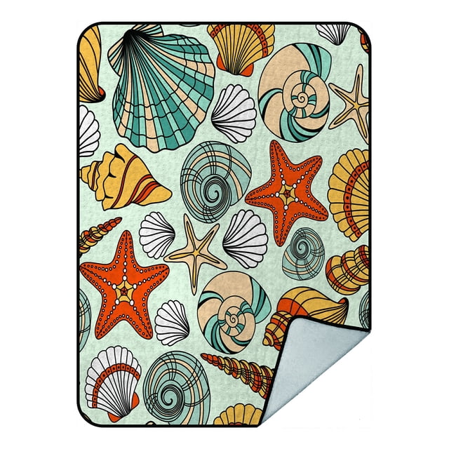 ABPHQTO Manta de forro polar elegante con conchas marinas Manta de forro polar 145x200 cm